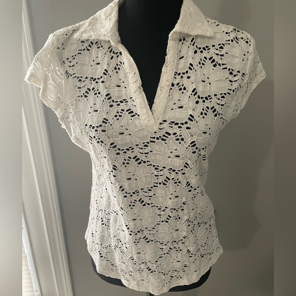 Maison Jules Tops - Maison Jules polo style lace look top in small